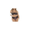 Deux-en-un, nuisette et ensemble trois pièces noir, grande taille, tissu fleur exotique 